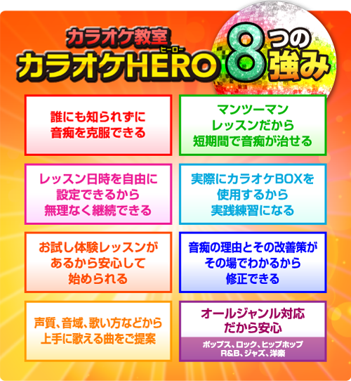 カラオケ教室 カラオケHERO 8つの強み